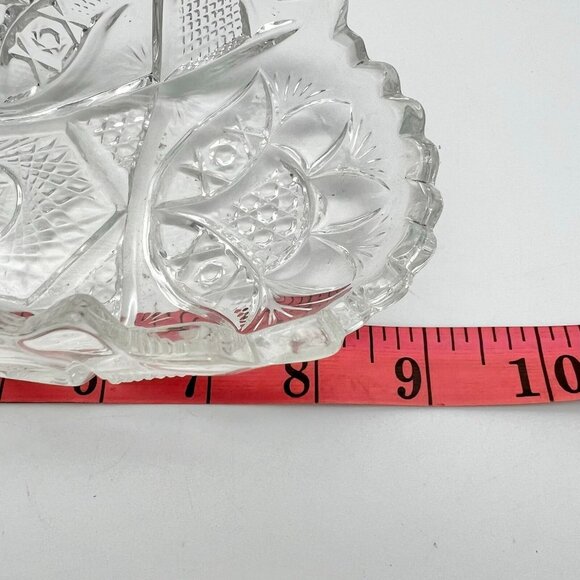 Vintage Clear Pressed Glass Serving Dish With Scalloped Edges & Floral Patterns - Picture 6 of 7